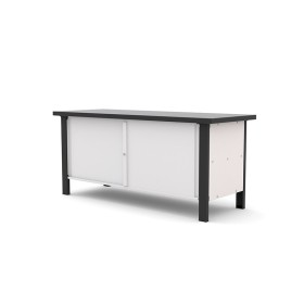 Établi fermé tôle 2000x750 plateau hêtre SORI - E200T-HAB