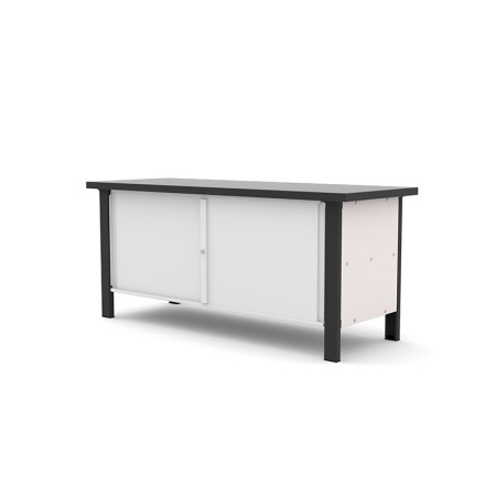 Établi fermé tôle 2000x750 plateau hêtre SORI - E200T-HAB