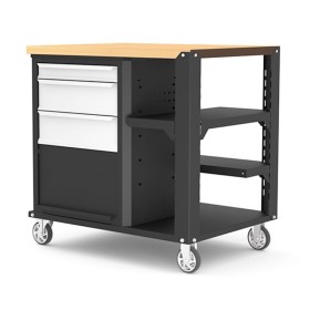 Établi mobile 4 tiroirs avec soute plateau hêtre SORI - SERET6410