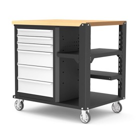 Établi mobile 6 tiroirs avec plateau bois SORI - SERET6600