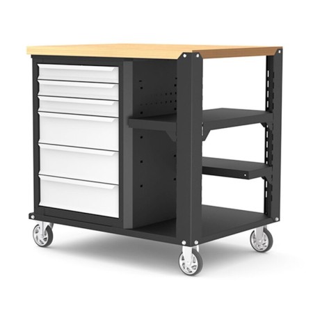 Établi mobile 6 tiroirs avec plateau bois SORI - SERET6600